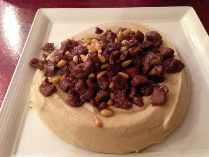 Hummus with Lamb and Pine Nuts